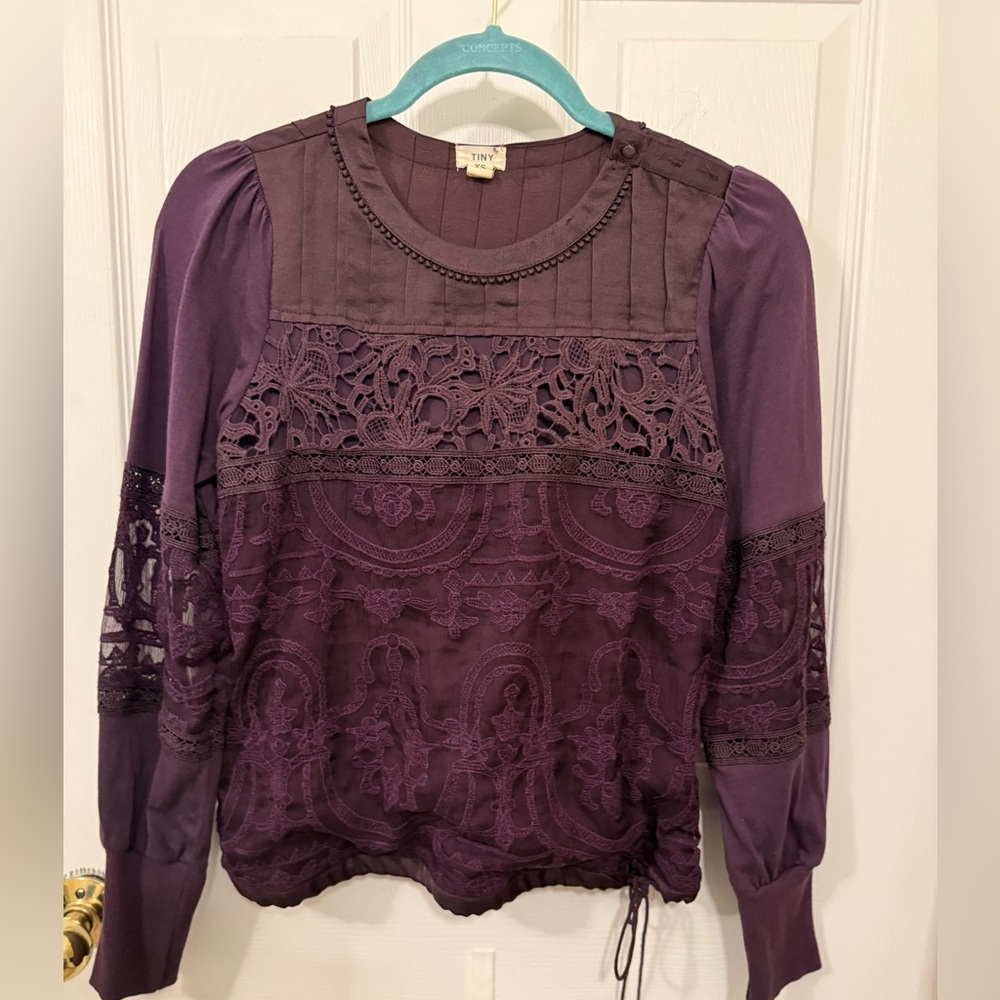 Anthropologie x Tiny Purple Lace Blouse
